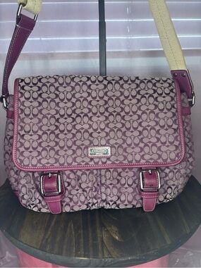 Coach Pink/Purple Signature Crossbody Messenger Bag